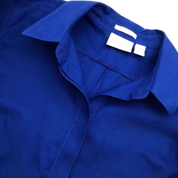 CHICO’S Blue Cotton 3/4 Sleeve Button Down Celisa Shirt Size 1 - Picture 6 of 9